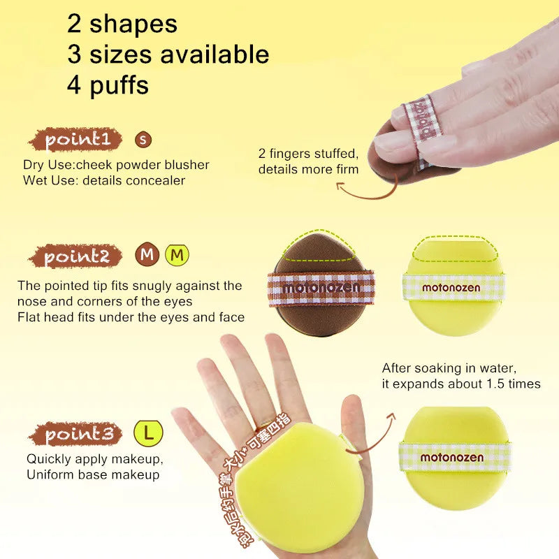 MOTONEOZEN 4pcs Makeup Blending Puffs Powder Foundation Concealer Details Cosmetic Beauty Sponge Applicator Tool Wholesale Lootquake LLC