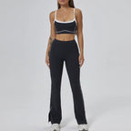FlareLift Yoga Set: High-Waist Pants & Backless Bra THRIXINE