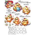 Mangocraft Easter Cartoon Chickens Cutting Dies Clear Stamp DIY Scrapbooking Metal Dies Silicone Stamp For Cards Albums Decor Lootquake LLC