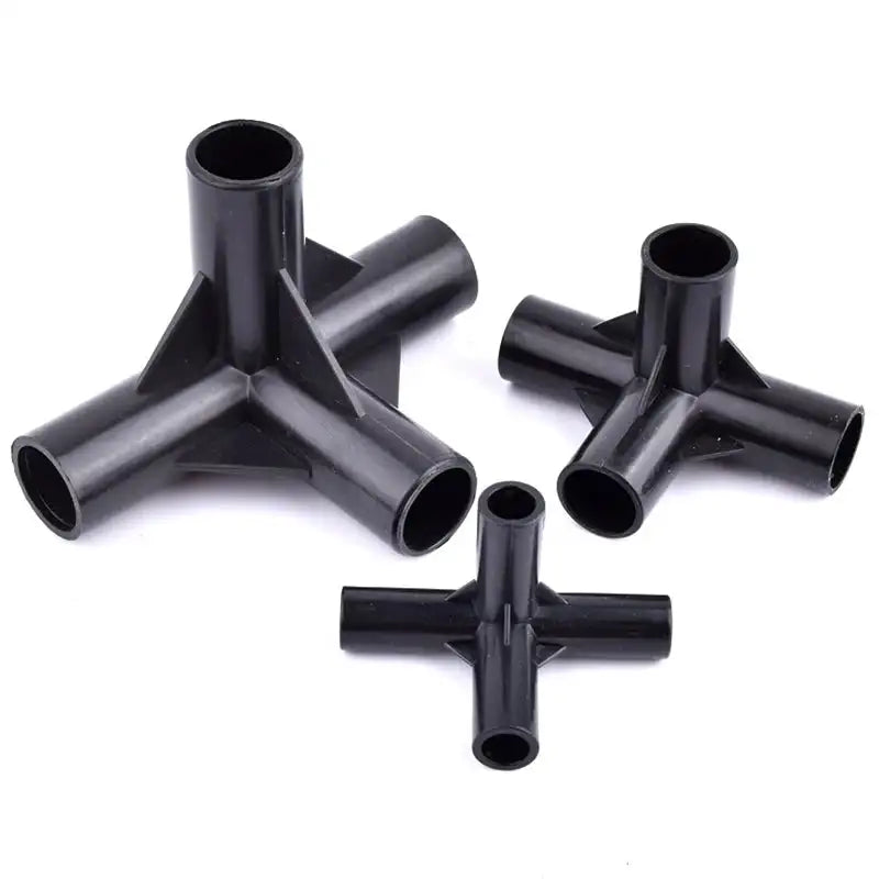 8/12/16/19mm Black PVC Pipe Fittings 4-way Connector Tent Wardrobe Fixed Fittings Plants Support Joint, DIY Shelf Tube Fittings