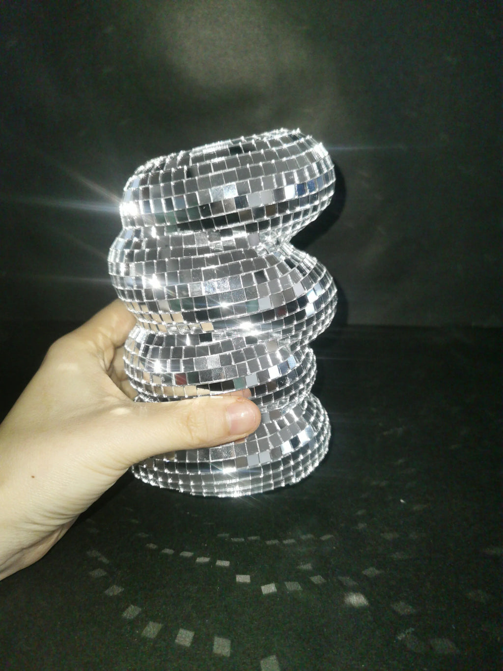 Small Sliver Disco Ball Vase Flower Planter Pot Table Decor Sculpture Table Centerpiece Home Decor Unique Housewarming Gift Pi-Mart