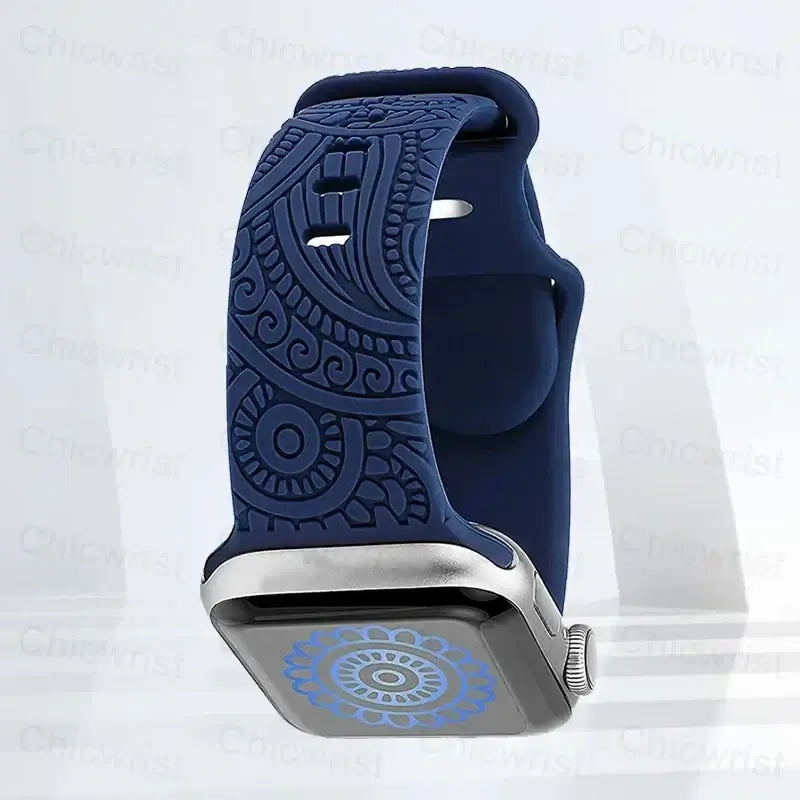 Apple Watch Silicone Strap - Stylish, Engraved Design - SJB-DIAMOND ELITES