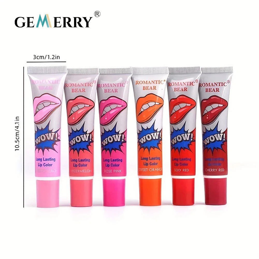 Gemerry 6 Colors Peel Off Lipstick Magic Sexy Makeup Long Lasting Lip Gloss Beauty Waterproof Lip Stick Women Cosmetic Lootquake LLC