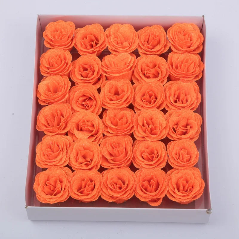 30pcs of 7cm Glitter spray artificial flower rose for Christmas gift hot Valentine DIY bouquet easter wedding Birthday decor Lootquake LLC