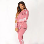 ChicStride: Women's Striped Hoodie & Jogger Set THRIXINE