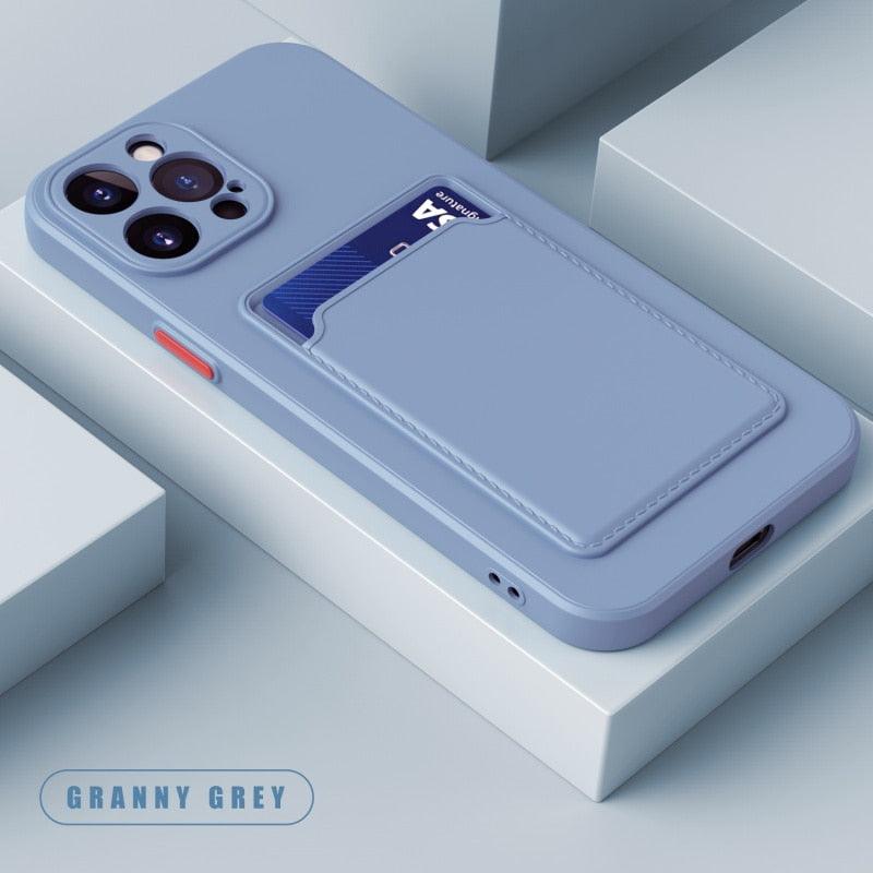White Soft Wallet Card Holder Phone Case For iPhone 11 12 13 Pro Max Camera Protective Case Wallet Holder Cover Soft Portable Silicone Back Cover Durable Phone Case Stevvex