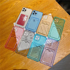 Transparent Card Slot Holder Case for iPhone 13 11 12 14 Pro Max Mini Clear Shockproof Soft Wallet Cover Clear Phone Case with Card Holder Slim Protective Soft Shock Absorbing Case with Card Holder Stevvex