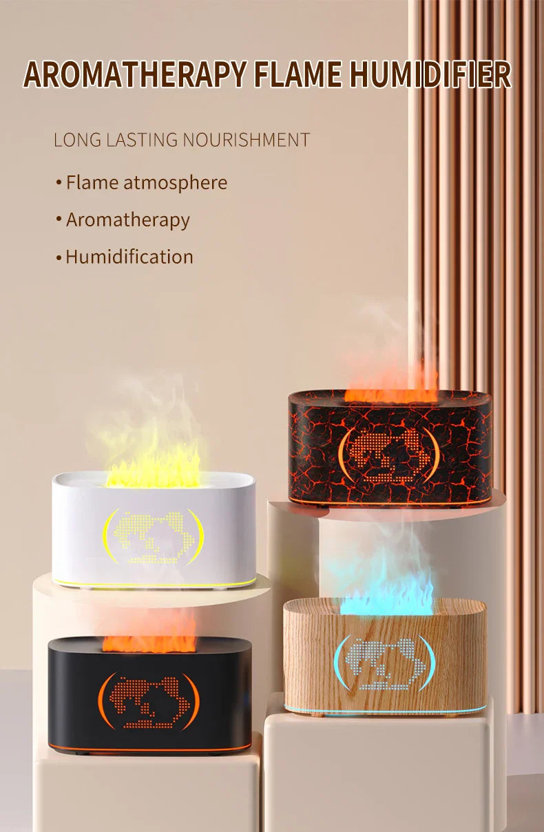 Map Humidifier Colorful Gradient Flame Aroma Diffuser Home Hotel Desktop USB Air Humidification Lootquake LLC