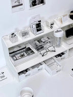 INS Stationery Desk Organizer Stackable Desktop Storage Box Clear Plastic Office Supplies Jewelry Storage Case for Books Sundry Lootquake LLC