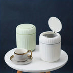Elegant ultra large capacity mini trash bin with lid, stylish white and gold desktop trash bin suitable for home,office, bedroom Lootquake LLC