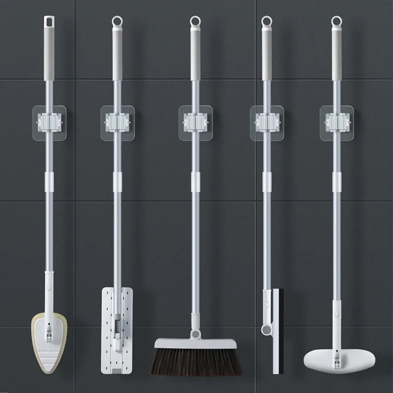 2/4PCS Home Storage Rack Bathroom Suction Hanging Pipe Traceless Hooks Wall Mounted Mop Organizer Holder Waterproof Broom Hanger Lootquake LLC
