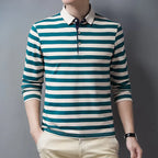 Male Sweatshirts 100℅ Cotton Pullover Stripe Business Formal Red Mens Polo Shirts Clothing Deals High Quality New Luxury Sale Xl