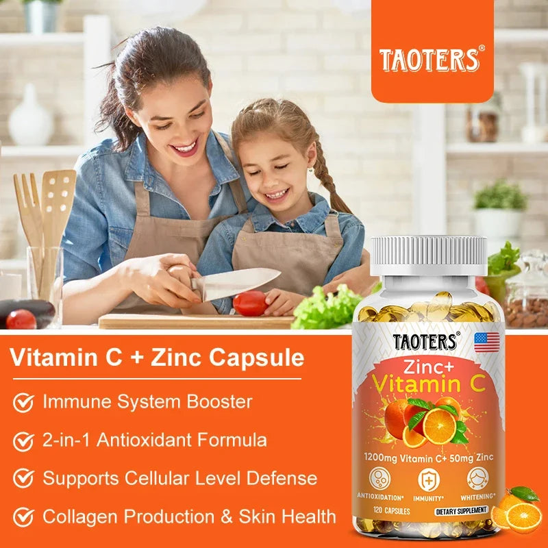 Taoters Vitamin C + Zinc Supplement - High Absorption - Immune System, Skin Health Vitamins - Antioxidant Supplement Lootquake LLC