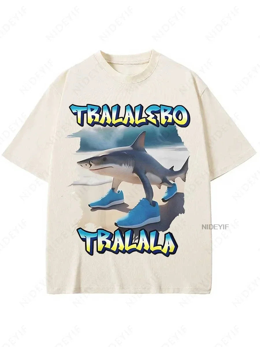 Tralalero Tralala Funny Shark Meme T-shirt Gifts Women's Fashion Gothic Vintage T-shirts Casual T Shirt Pi-Mart