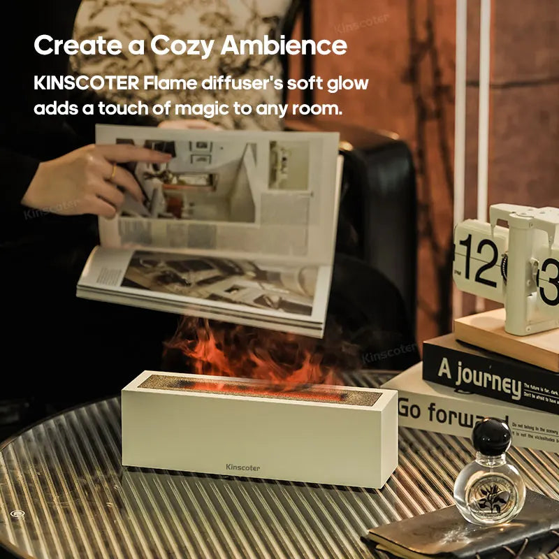 KINSCOTER Flame Aroma Diffuser Air Humidifier Ultrasonic Cool Mist Maker Fogger LED Essential Oil Lamp Realistic Fire Difusor Lootquake LLC