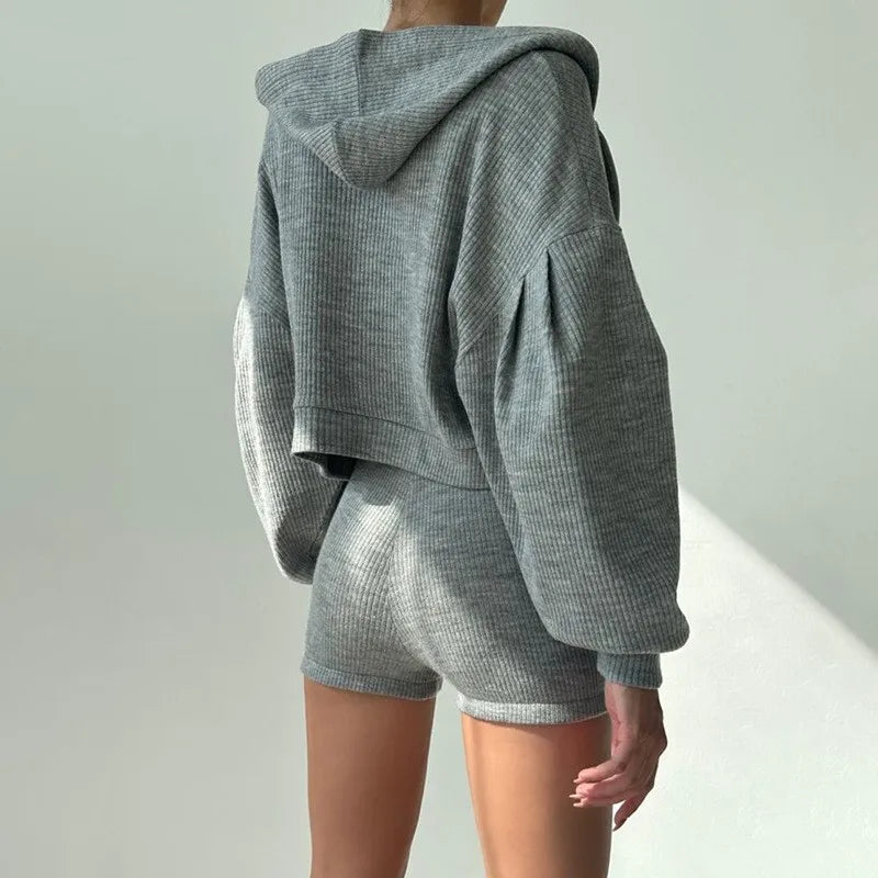 Solid Sport 3-Piece Women's Tracksuit Set THRIXINE
