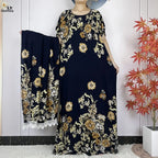 2024 Latest Muslim Sets Women Clothing Cotton Floral Loose Dashiki Long Dress African Abaya Dubai Traditional Islamic Clothing