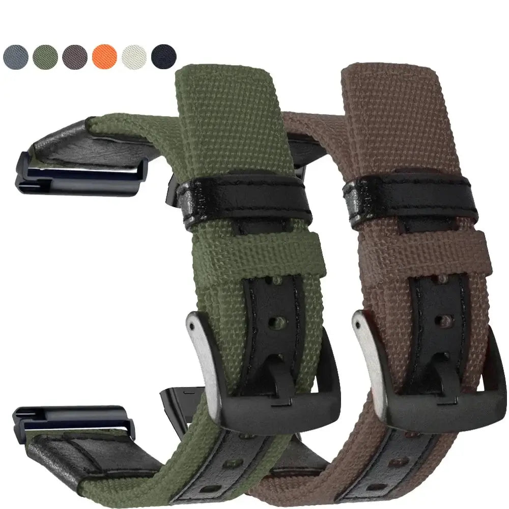 Fitbit Versa & Sense Nylon Leather Band - Versatile Style - SJB-DIAMOND ELITES
