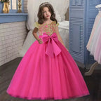 New Christmas Party Princess long dress children's dress children's gauze lace birthday party dinner ball big butterfly dress