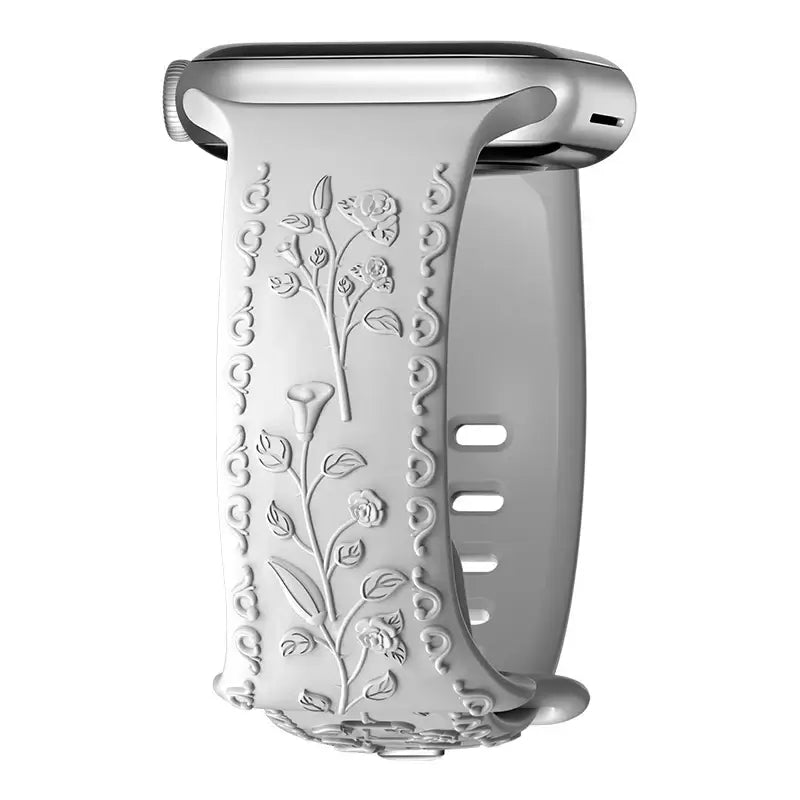 Apple Watch Silicone Band - Floral Engraved - Stylish Design - SJB-DIAMOND ELITES