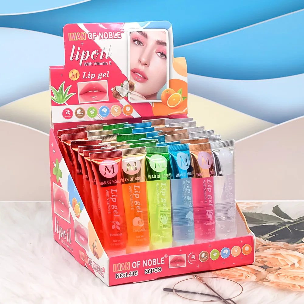 6Pcs Fruity Flavor Watery Glossy Lip Gloss Set Clear Lip Gel Hydrating Moisturizing Lip Gloss Women Lips Makeup Wholesale Lootquake LLC