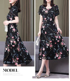 New Fashion Casual 2024 Summer Elegant Dresses For Women O-Neck Print Vintage Short Sleeve Dress Loose Women Clothing