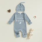 Adorable Easter Bunny Print Romper with Matching Hat for Baby s First Easter Celebration - Long Sleeve Round Neck Jumpsuit Lootquake LLC