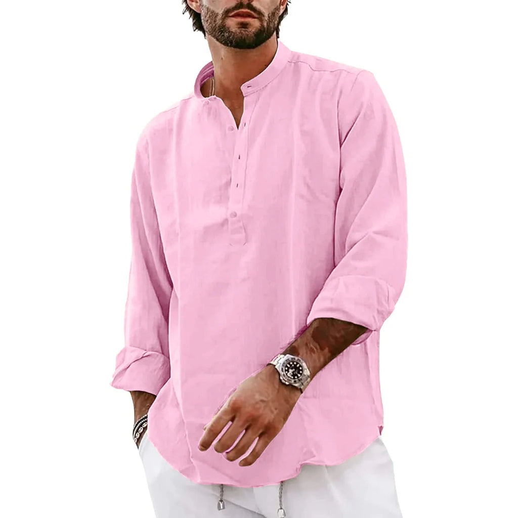 Streetwear Mens Cotton Linen Shirts Casual Lightweight Long Sleeve Henley Shirts for Men Beach Hawaiian Breathable T Shirts Lootquake LLC