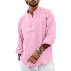 Streetwear Mens Cotton Linen Shirts Casual Lightweight Long Sleeve Henley Shirts for Men Beach Hawaiian Breathable T Shirts Lootquake LLC
