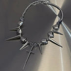 Retro Y2K Long Spike Rivet Necklace Stainless Steel Cross Hip Hop Necklace for Women Vintage Grunge Style Party Jewelry Lootquake LLC
