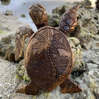 Sea Turtle Shaped Resin Statue,Wooden Hand Carved Turtle Tortoise Statue,Seaside Tropical Sea Turtle Decor for Bathroom Decor