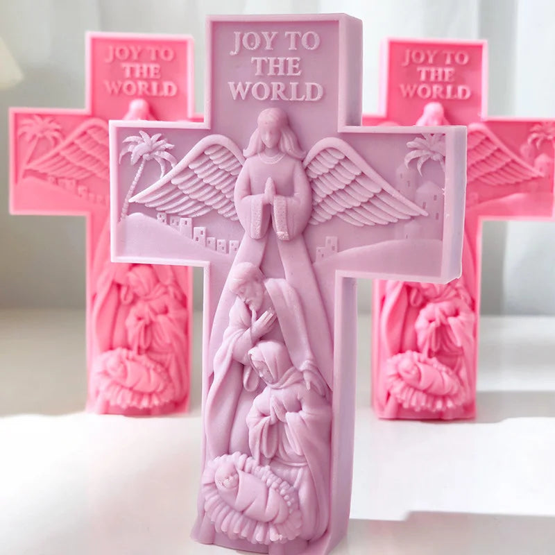 Cross Angel Virgin Mary Jesus Candle Silicone Mold Handmade Greek Mythology Sculpture Plaster Candle Soy Wax Mould Home Decor Lootquake LLC