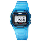 SKMEI Transparent TPU Strap Ladies Wristwatch Shockproof Back Light Display Stopwatch Digital Watches Women 2056 reloj mujer
