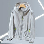 2023 Summer Men's Windbreaker Big Size Sun Protection Clothing Korean Style Ultra-thin Streetwear Zipper Hooded Jackets Man