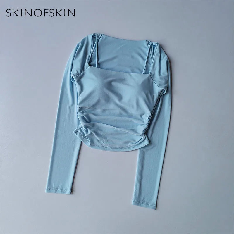 Mesh-Splice Slim Fit Yoga Top THRIXINE