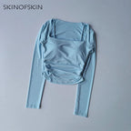 Mesh-Splice Slim Fit Yoga Top THRIXINE