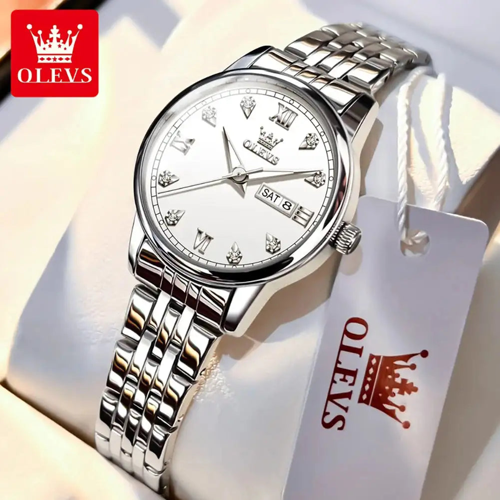 OLEVS Luxury Brand Quartz Watch for Women Stainless Steel Waterproof Ladies Wristwatch Fashion Diamond Dial Women's Watch New In