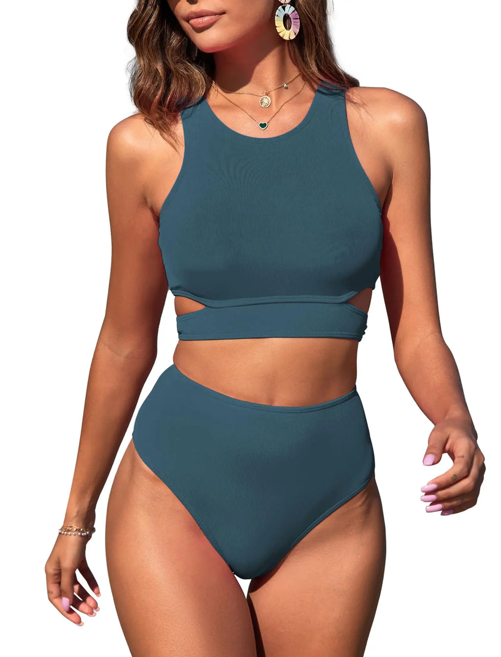 ZAFUL Chic Cutout High-Waist Bikini Set