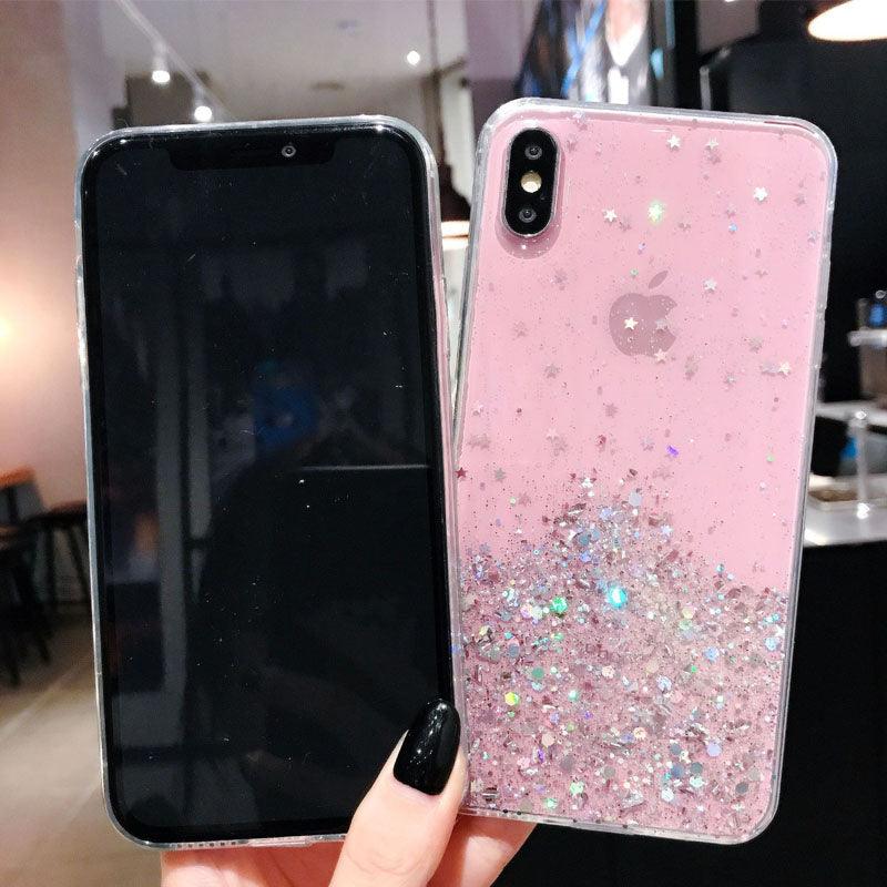Glitter Luxury Soft Phone Case For iPhone 13 mini 12 Pro 11 ProMax For iPhone XR XS Max X 8 7 6s 6 Plus Back Cover Case Fashion Glitter Silicone Clear Shiny Sparkly Soft Flexible Shock-Absorbing Slim Protective Case Stevvex