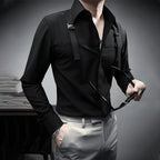 Fashion Unique Suspender Design Long-Sleeved Shirt Mens High-End 2024 Autumn New Trend Casual Solid Color Y2k Mens Shirt Lootquake LLC