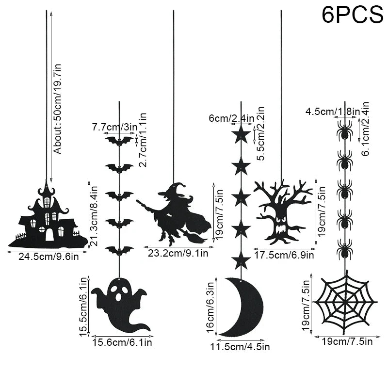 1set Halloween Decoration Banner Bunting Scary Spider Ghost Bat Hanging Garland Pull Flag Pendant For Halloween Party Home Decor Lootquake LLC