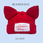2023 New Long Ear Fox Hat Skullies Beanies Women Cute Rabbit Ears Crochet Knitted Hat Men Winter Hip-hop Warm Cap Christmas Gift Pi-Mart