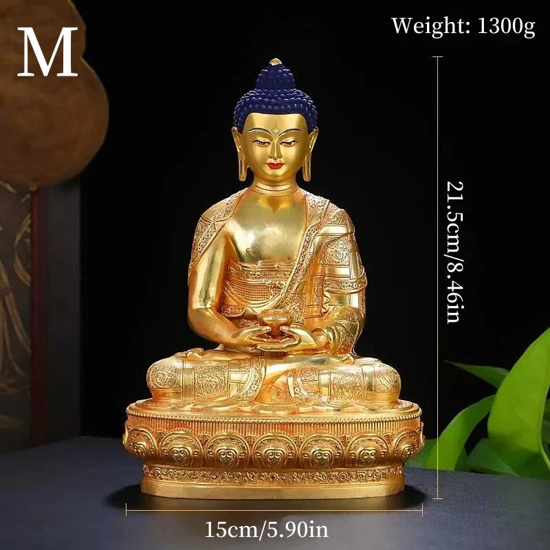 Amitabha Buddha Statue Buddhist Item,Backlight Brass Exquisite Nepal Tantric Altars Home Decorative Amitabha Buddha Figurine Lootquake LLC