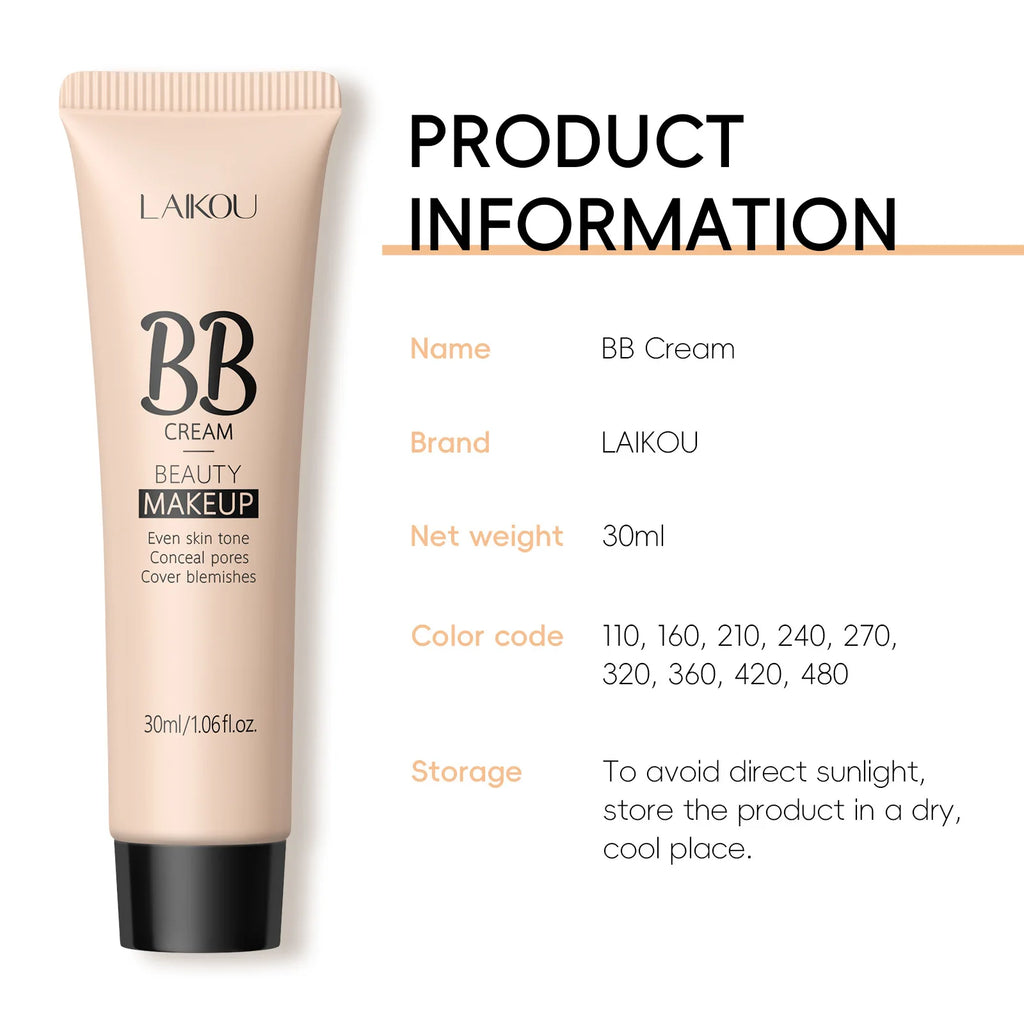 Natural Finish Foundation Cream 30ml Lightweight BB Cover Dark Circles Pores Oil Free Long Lasting Makeup Base Lootquake LLC