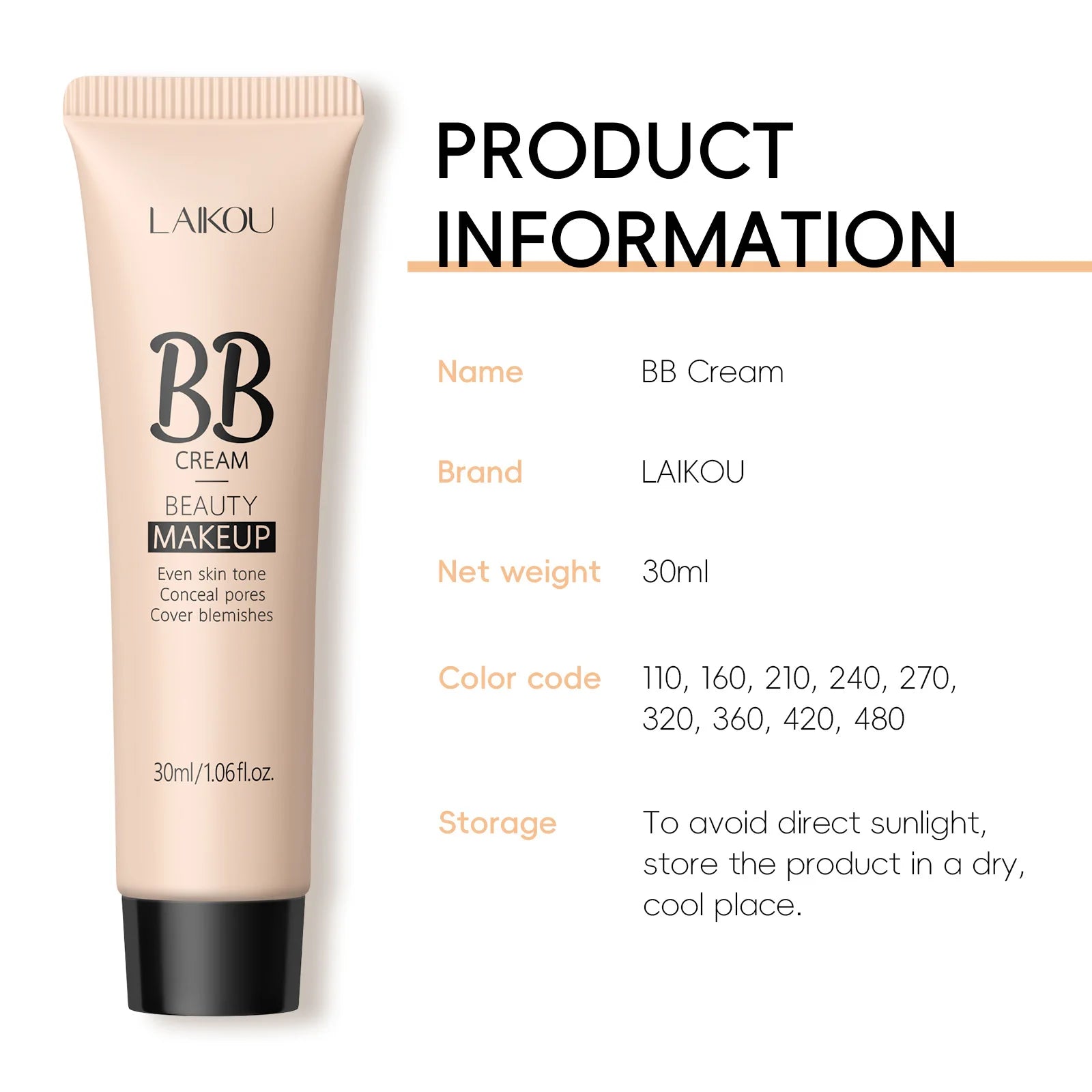 Natural Finish Foundation Cream 30ml Lightweight BB Cover Dark Circles Pores Oil Free Long Lasting Makeup Base Lootquake LLC