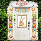 Happy Easter 2PC  Bunny Door Banners Polyester Easter Egg Decorative Flags for Outdoor Indoor Holiday Easter Decoration 2025 Lootquake LLC