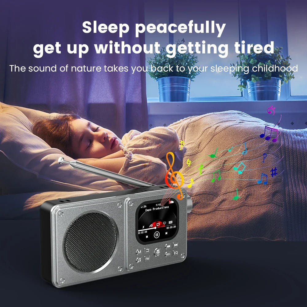 Wireless Bluetooth5.4 Speakers 87.5-108MHz Portable FM Radio Outdoor Radio MP3 Music Player Support Earphone TF Card Video Clock Lootquake LLC