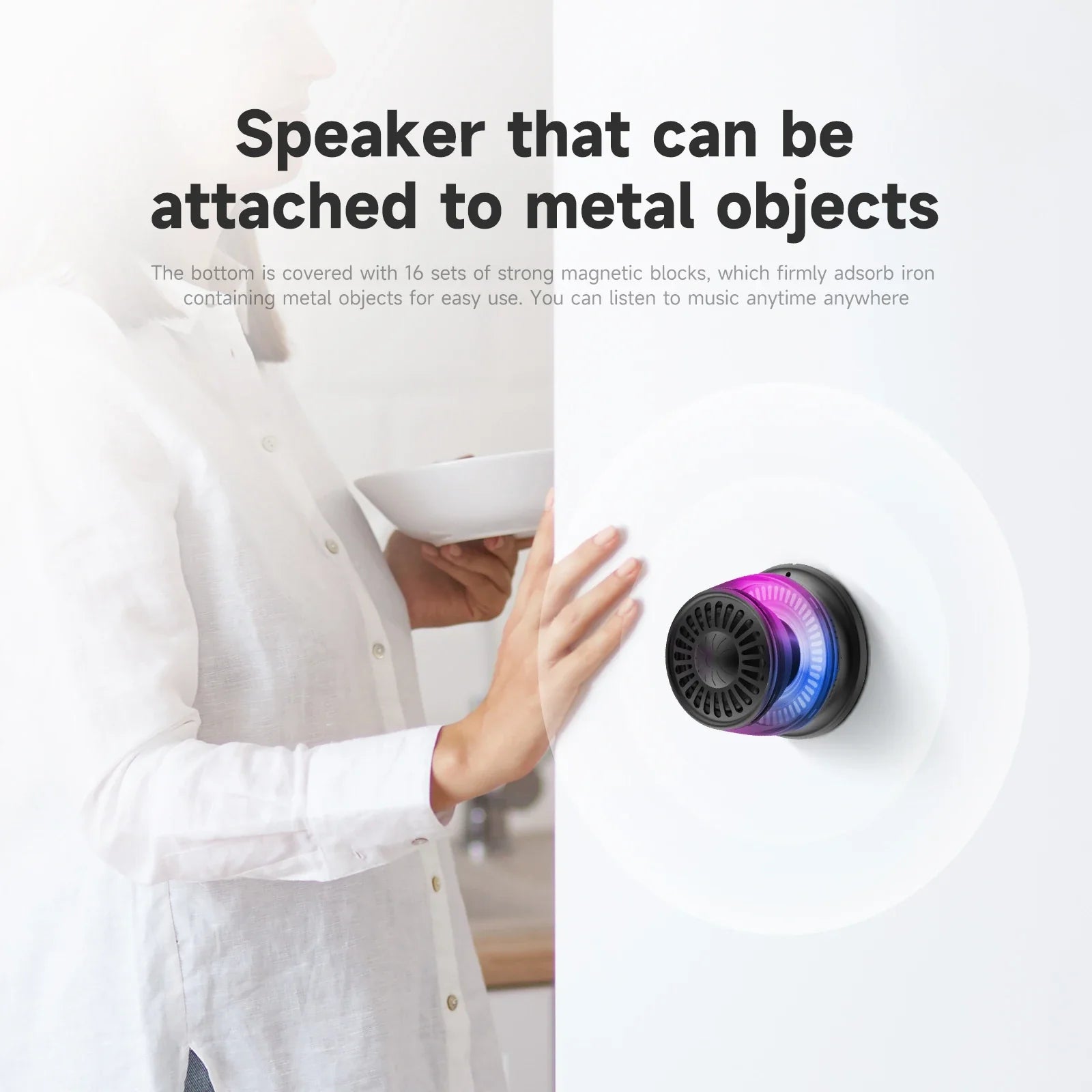 Wireless Bluetooth speaker Gift Magnetic bracket portable High-sound quality TWS interconnected LED color light mini speaker Lootquake LLC
