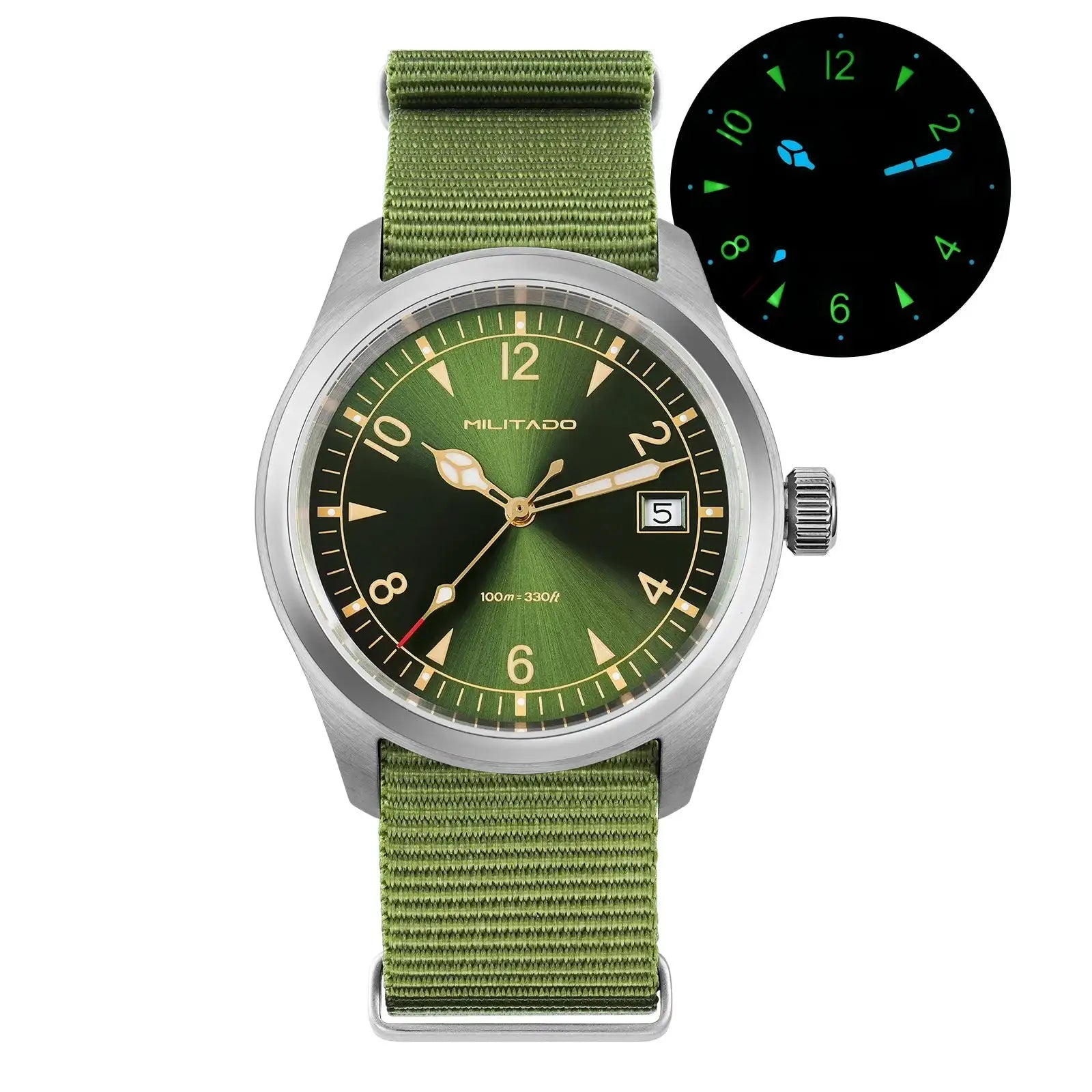 Militado ML08 Quartz Watch Ronda 515 Movement Domed Sapphire Wristwatch BGW9 Luminous 10Bar Waterproof 38mm Vintage Watches