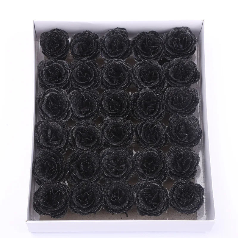 30pcs of 7cm Glitter spray artificial flower rose for Christmas gift hot Valentine DIY bouquet easter wedding Birthday decor Lootquake LLC